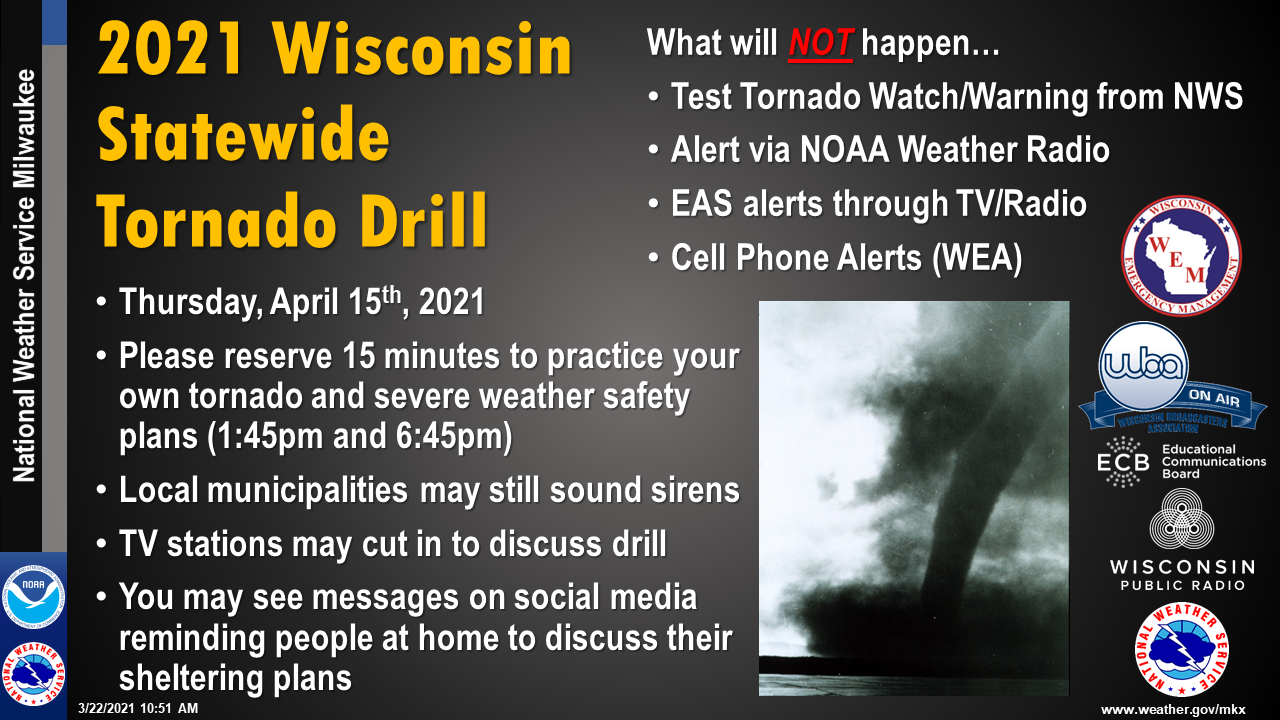 Thursday, April 15, 2021 Wisconsin Statewide Tornado Drill Village